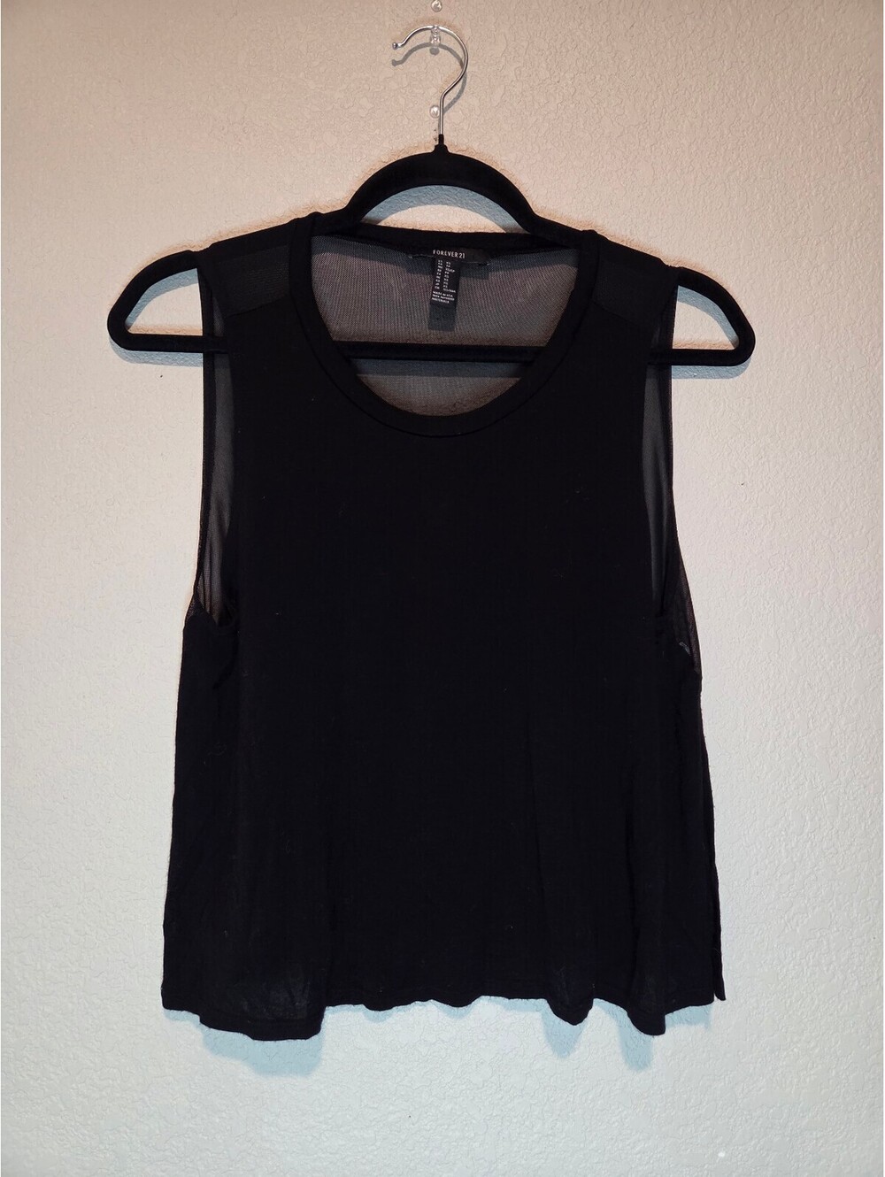 Forever 21 Black Sheer Mesh Sleeveless Top, Size XS